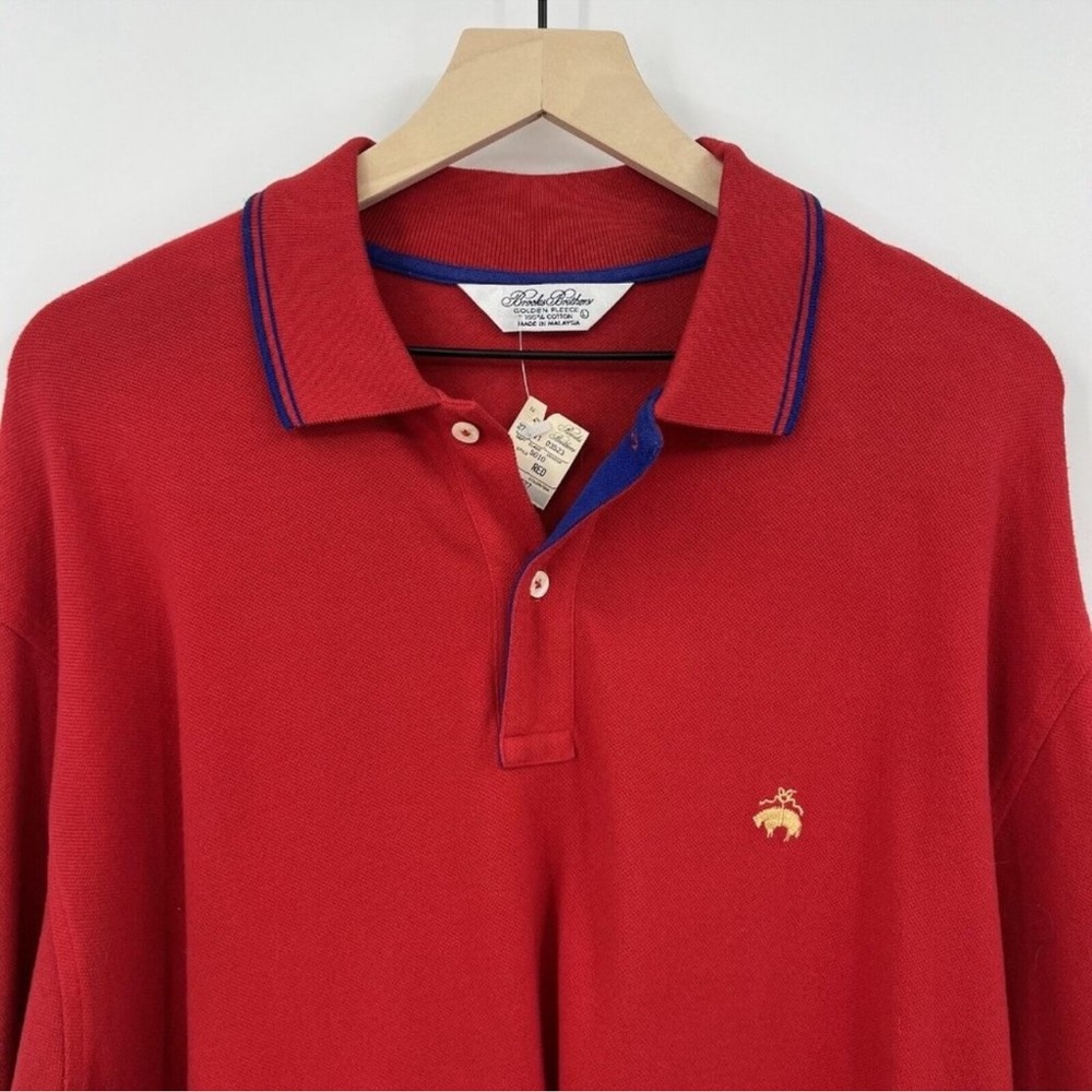NWT Brooks Brothers Golden Fleece 100% Cotton Red Long Sleeve Polo Shirt L